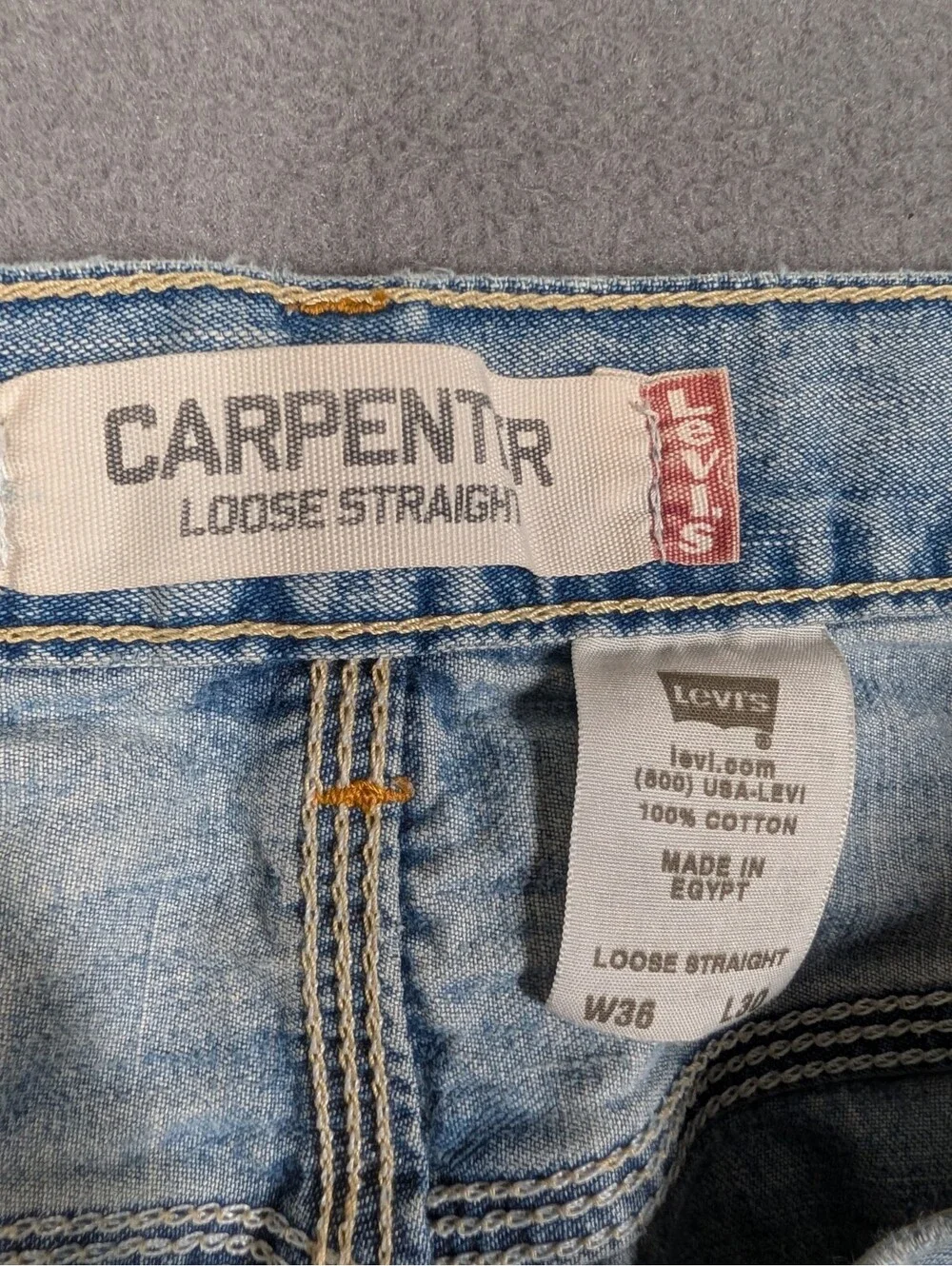 Levis Mens 36x30 Blue Vintage Y2K Carpenter Jeans Loose Straight Baggy Work Wear